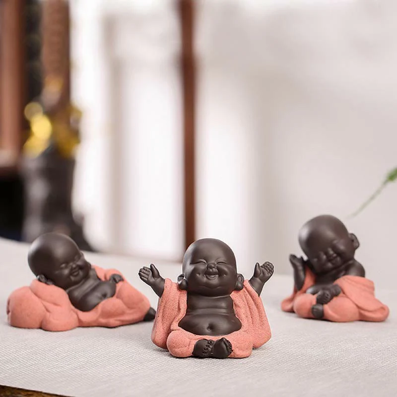 Buddha Stones Buddha sempre sorridente che ride Ricchezza Fortuna Argilla viola Statua di Maitreya Decorazione - Image 13