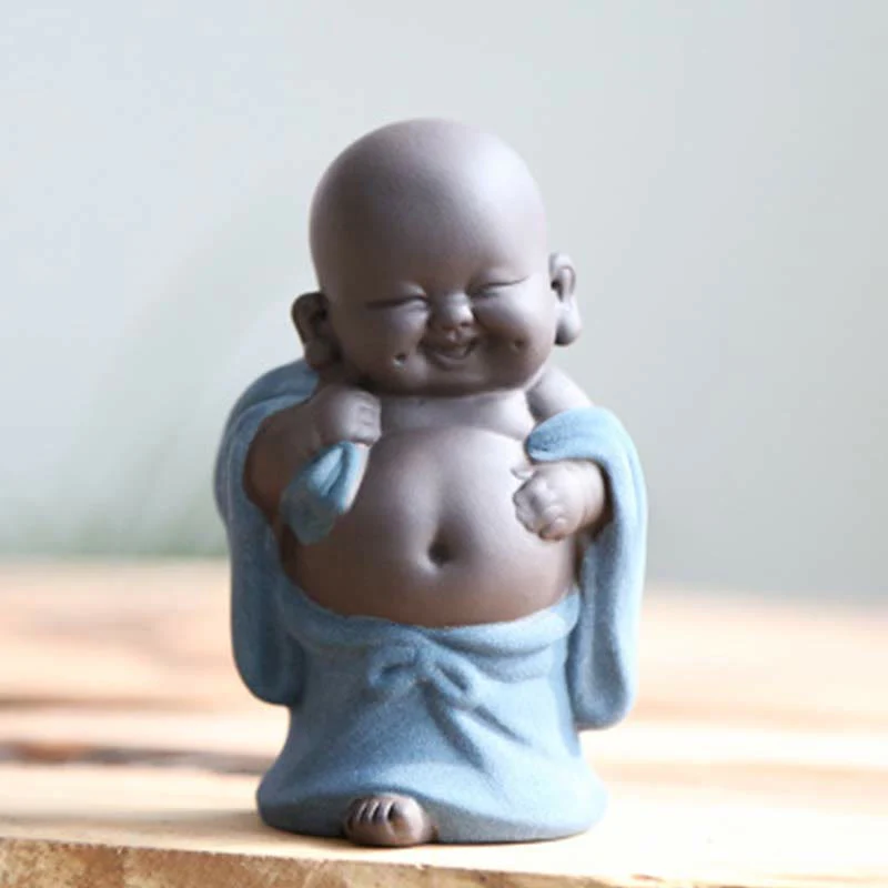 Buddha Stones Buddha sempre sorridente che ride Ricchezza Fortuna Argilla viola Statua di Maitreya Decorazione - Image 14