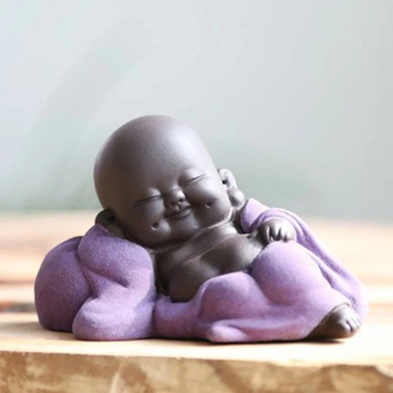 Buddha Stones Buddha sempre sorridente che ride Ricchezza Fortuna Argilla viola Statua di Maitreya Decorazione - Image 15