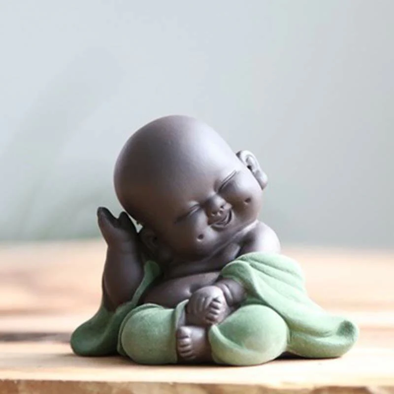 Buddha Stones Buddha sempre sorridente che ride Ricchezza Fortuna Argilla viola Statua di Maitreya Decorazione - Image 16