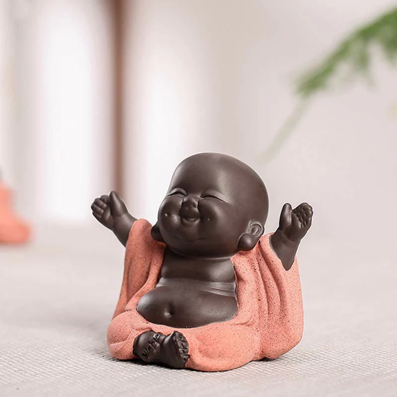 Buddha Stones Buddha sempre sorridente che ride Ricchezza Fortuna Argilla viola Statua di Maitreya Decorazione - Image 4