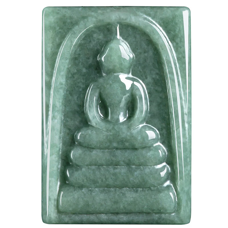 Buddha Stones Buddha senza forma Amuleto quadrato di giada Collana con ciondolo di corda della prosperità - Image 11