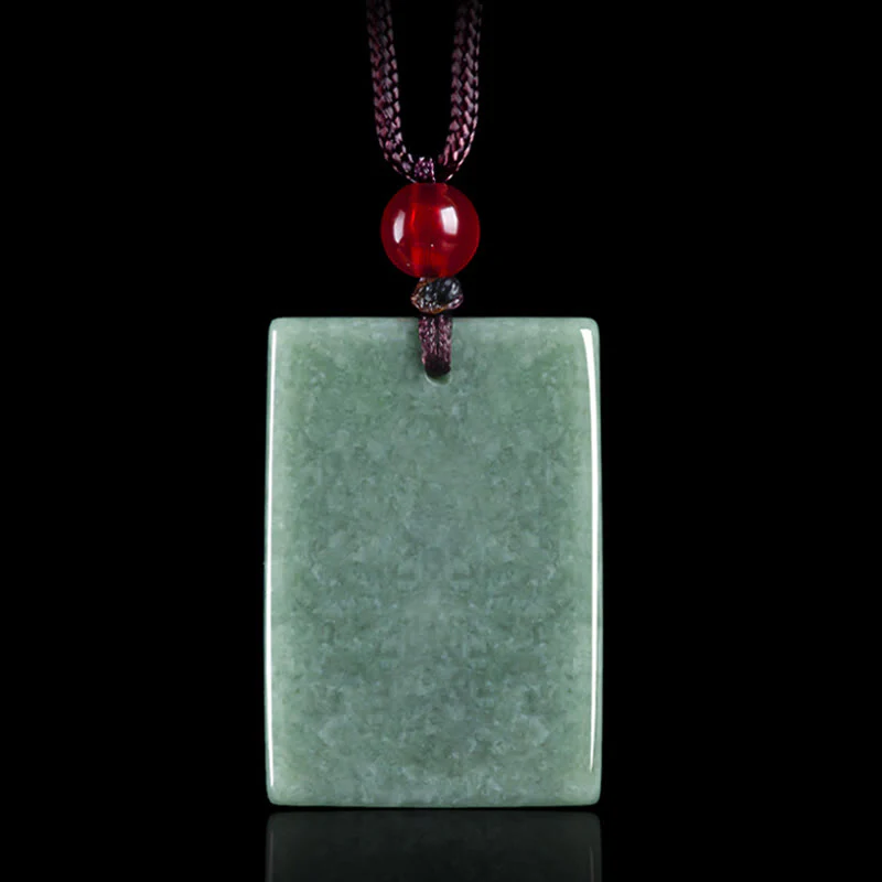 Buddha Stones Buddha senza forma Amuleto quadrato di giada Collana con ciondolo di corda della prosperità - Image 3