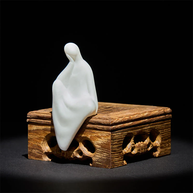 Buddha Stones Buddha senza forma Ceramica Scrivania in legno wengè Decorazione della serenità - Image 2