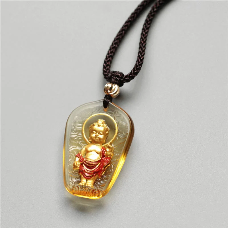 Buddha Stones Buddha tibetano Liuli Cristallo Serenity Collana Pendente - Image 2