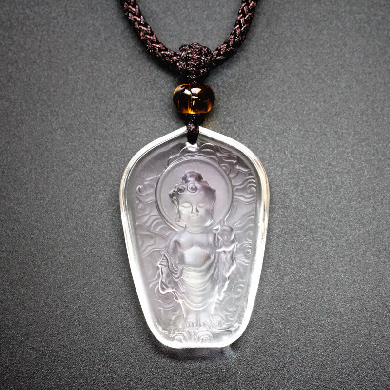 Buddha Stones Buddha tibetano Liuli Cristallo Serenity Collana Pendente - Image 3