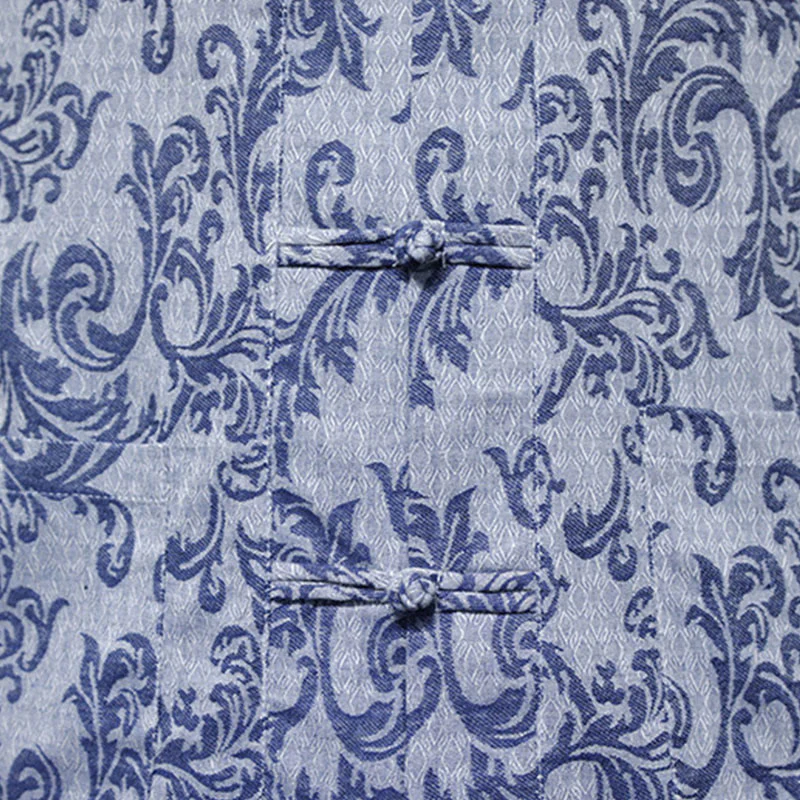 Buddha Stones Camicia a maniche corte da uomo con tasche e bottoni a rana, modello estivo floreale con motivo a vite - Image 13