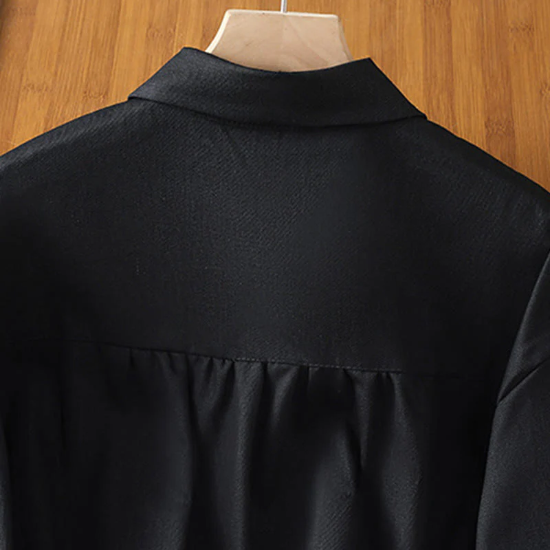 Buddha Stones Camicia casual da donna in cotone con maniche lunghe e collo alto e tasche - Image 12