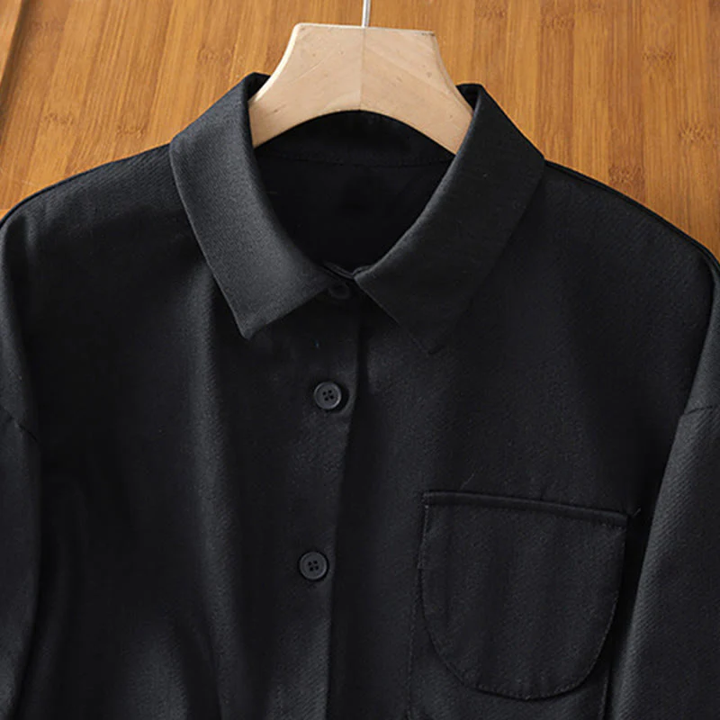 Buddha Stones Camicia casual da donna in cotone con maniche lunghe e collo alto e tasche - Image 15