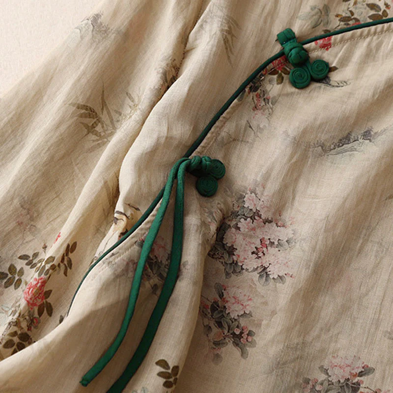 Buddha Stones Camicia da donna con maniche a tre quarti, motivo a rana con fiori rossi e orchidea bianca - Image 11
