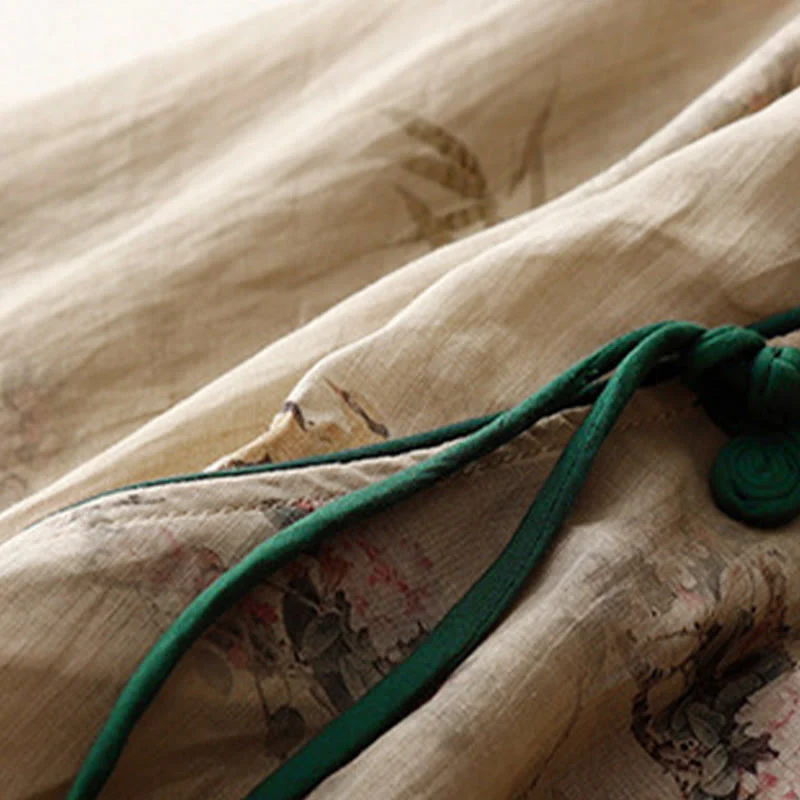 Buddha Stones Camicia da donna con maniche a tre quarti, motivo a rana con fiori rossi e orchidea bianca - Image 12