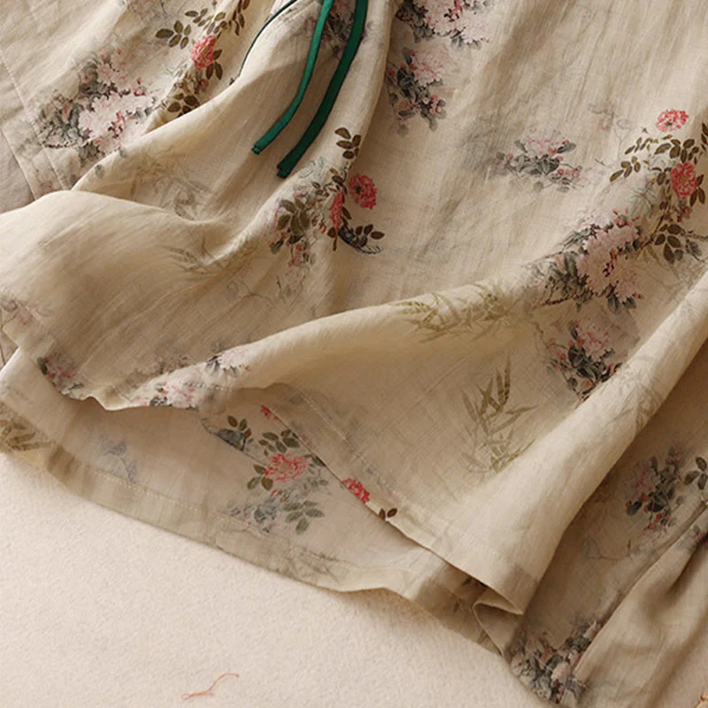 Buddha Stones Camicia da donna con maniche a tre quarti, motivo a rana con fiori rossi e orchidea bianca - Image 15