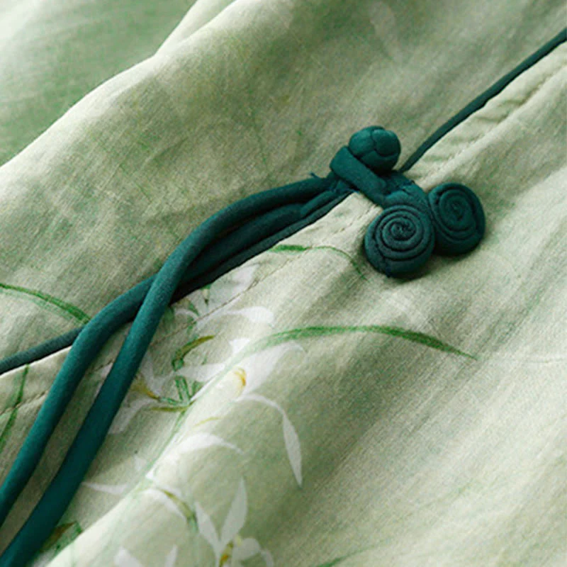 Buddha Stones Camicia da donna con maniche a tre quarti, motivo a rana con fiori rossi e orchidea bianca - Image 4