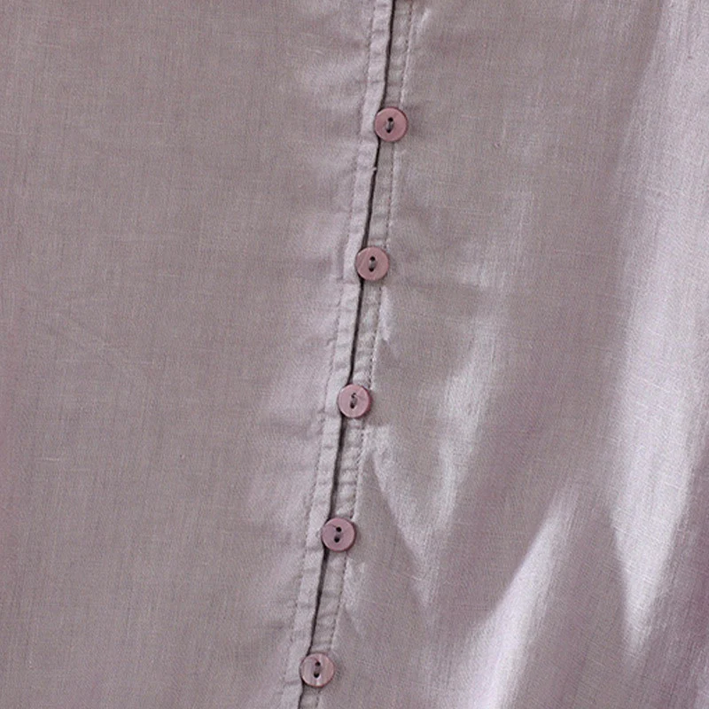 Buddha Stones Camicia da donna con scollo a V, maniche corte e bottoni in tinta unita - Image 29