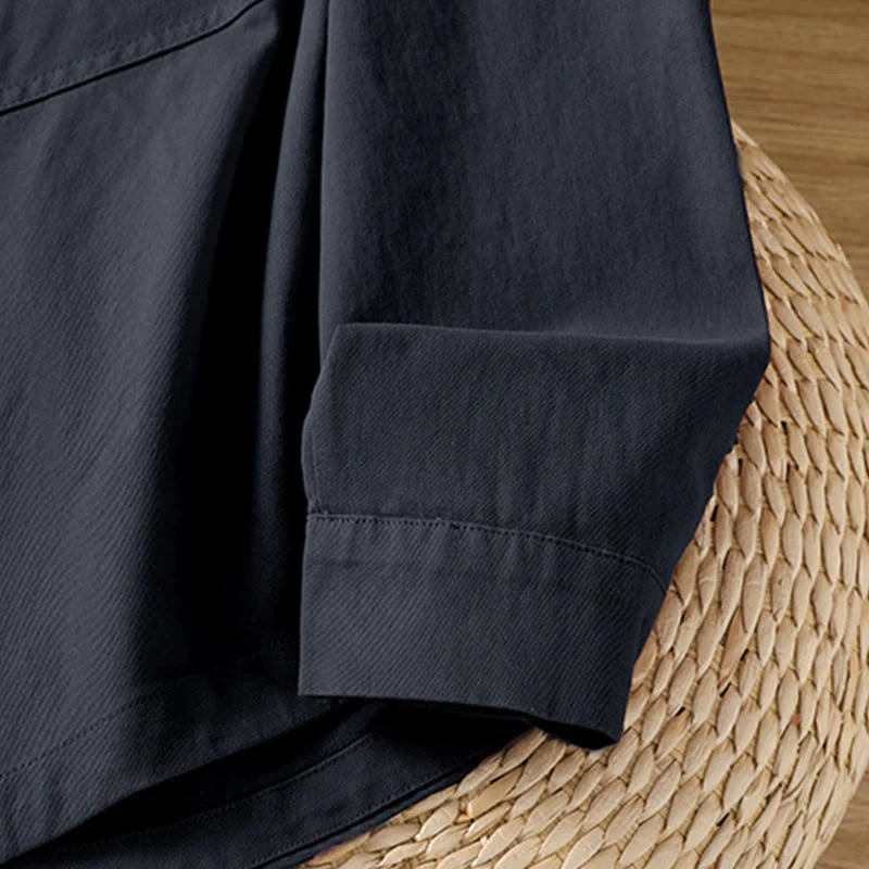 Buddha Stones Camicia da donna in cotone a maniche lunghe con risvolto semplice e tasche - Image 14