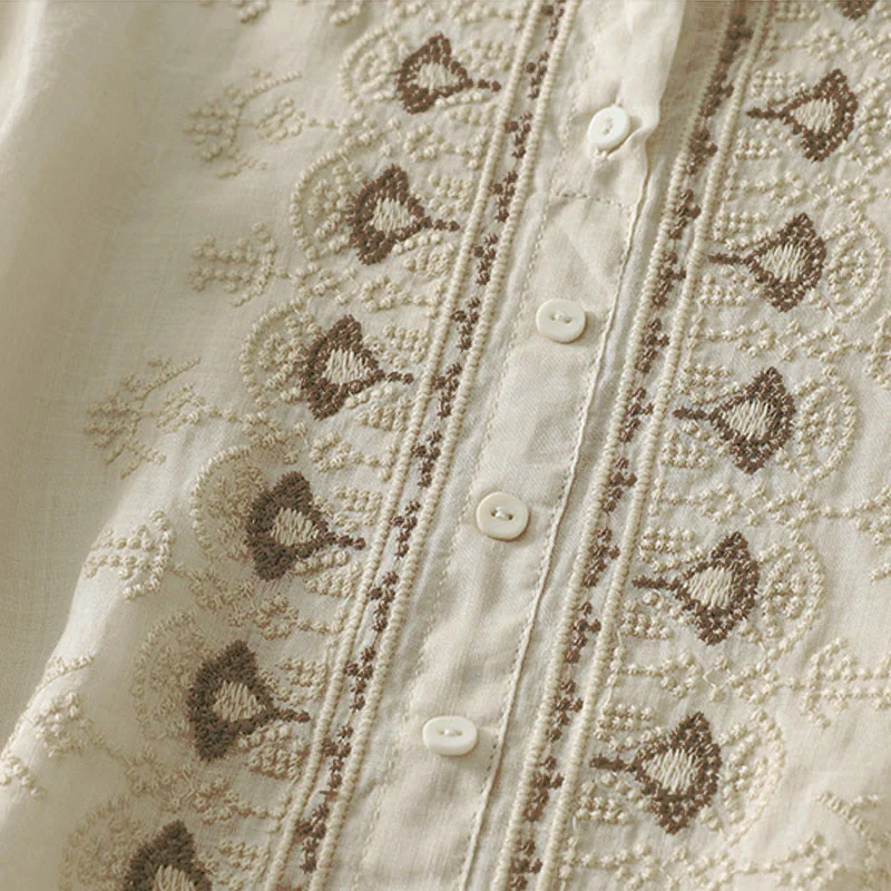 Buddha Stones Camicia da donna in poliestere con maniche corte e scollo rotondo con motivo floreale estivo - Image 18