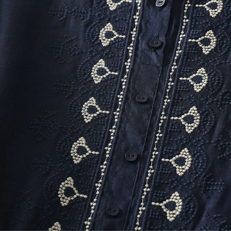 Buddha Stones Camicia da donna in poliestere con maniche corte e scollo rotondo con motivo floreale estivo - Image 3