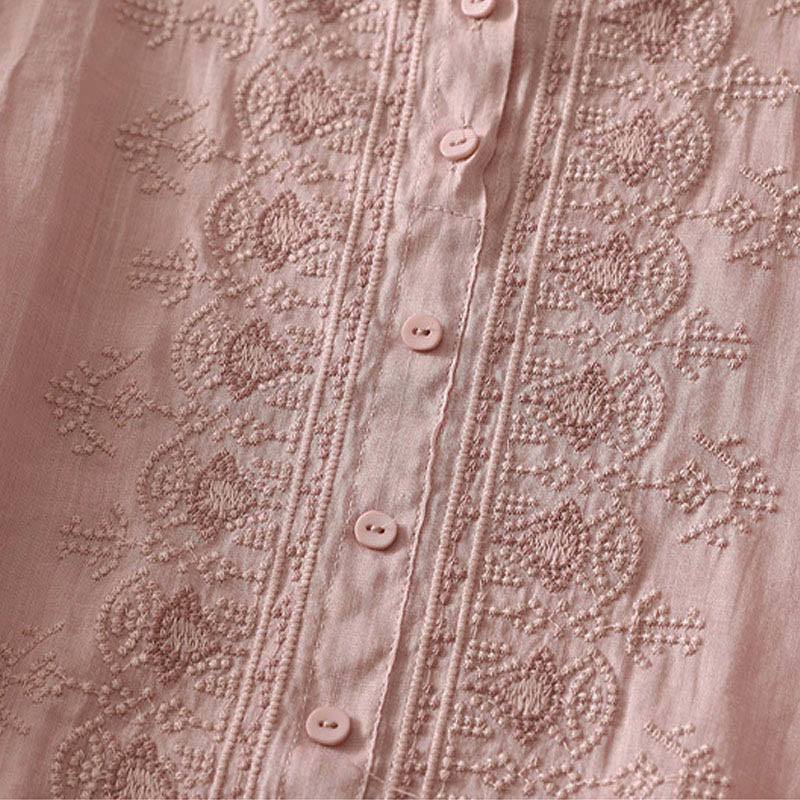 Buddha Stones Camicia da donna in poliestere con maniche corte e scollo rotondo con motivo floreale estivo - Image 8