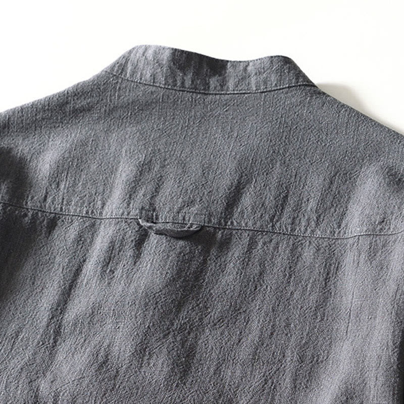 Buddha Stones Camicia da uomo in cotone ramiè con tasche e bottoni, a maniche lunghe, tinta unita autunnale - Image 20