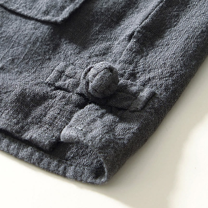 Buddha Stones Camicia da uomo in cotone ramiè con tasche e bottoni, a maniche lunghe, tinta unita autunnale - Image 24