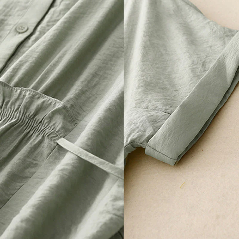 Buddha Stones Camicia estiva da donna in cotone a maniche corte con bottoni e lacci - Image 17