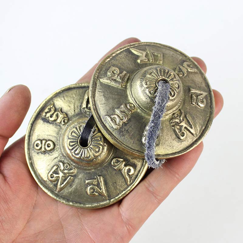 Buddha Stones Campana tibetana Tingsha Sei parole vere Drago Rame Bilancia Decorazione con borsa - Image 4