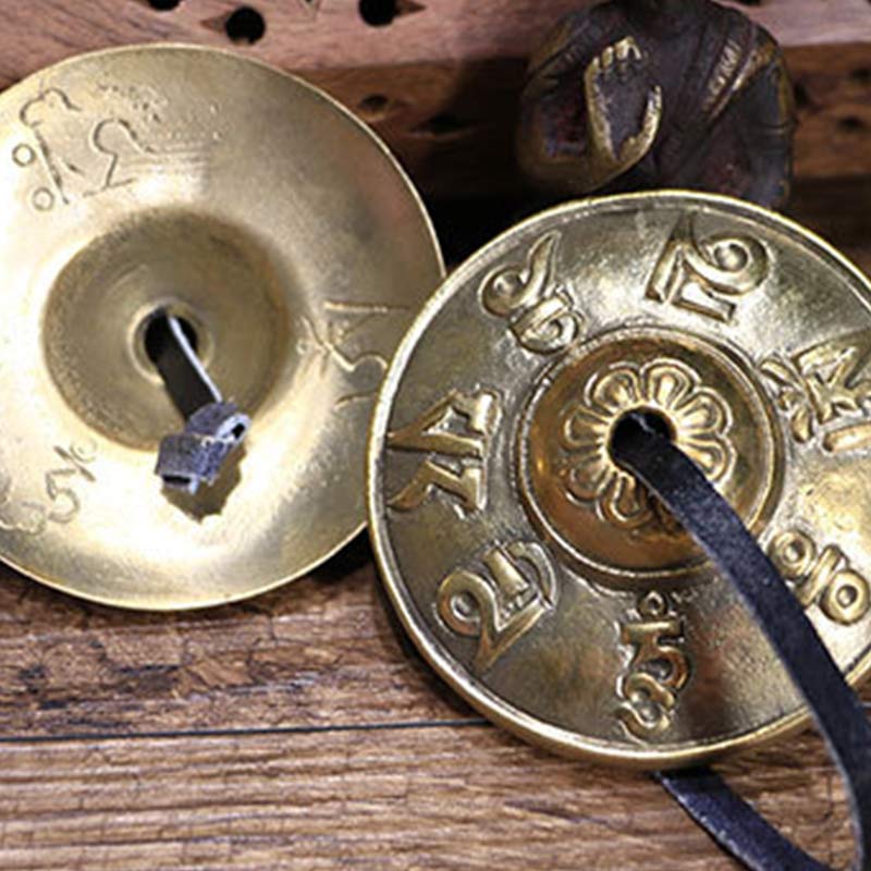 Buddha Stones Campana tibetana Tingsha Sei parole vere Drago Rame Bilancia Decorazione con borsa - Image 9