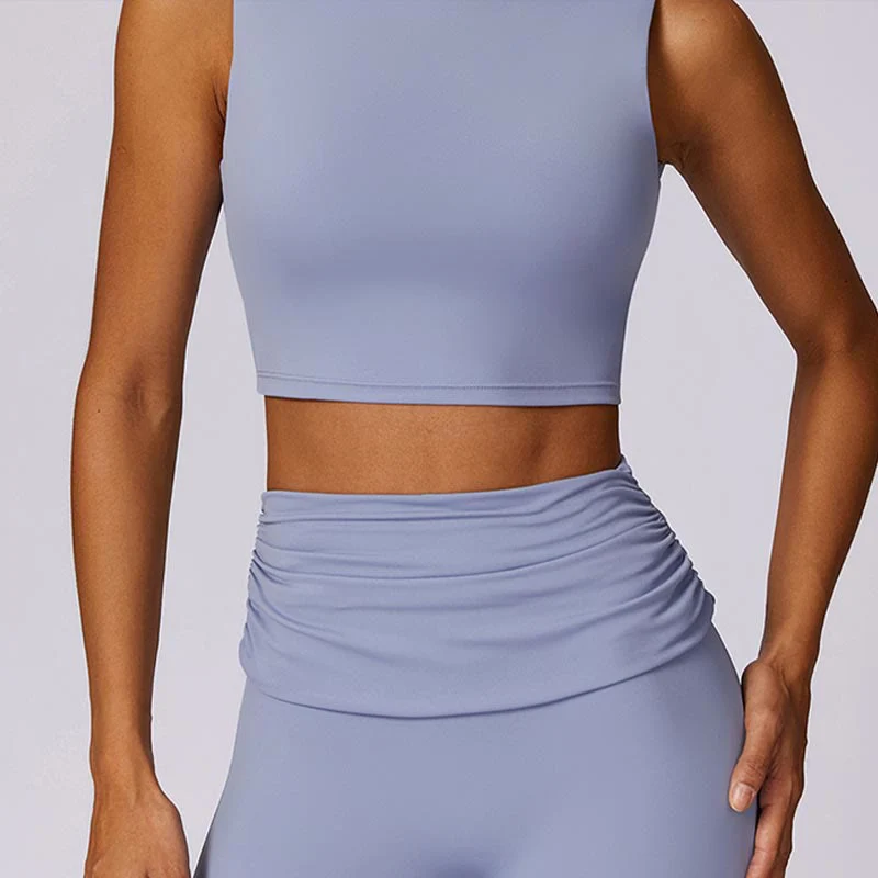 Buddha Stones Canotta senza maniche con spalline e schiena scoperta Reggiseno Pantaloni svasati Sport Fitness Yoga - Image 4