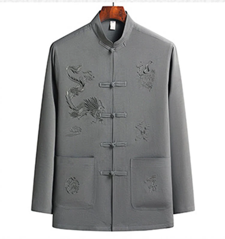 Buddha Stones Capodanno cinese Drago ricamato Rana-bottoni Tang Suit Hanfu Manica lunga Top Pantaloni Abbigliamento Uomo Set - Image 17