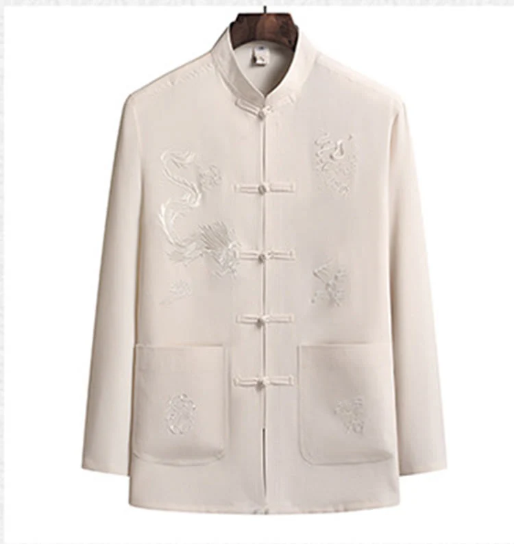 Buddha Stones Capodanno cinese Drago ricamato Rana-bottoni Tang Suit Hanfu Manica lunga Top Pantaloni Abbigliamento Uomo Set - Image 19