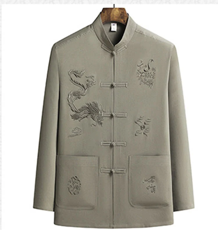 Buddha Stones Capodanno cinese Drago ricamato Rana-bottoni Tang Suit Hanfu Manica lunga Top Pantaloni Abbigliamento Uomo Set - Image 21