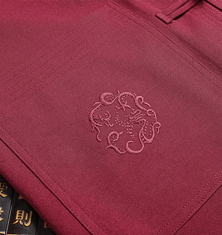 Buddha Stones Capodanno cinese Drago ricamato Rana-bottoni Tang Suit Hanfu Manica lunga Top Pantaloni Abbigliamento Uomo Set - Image 6