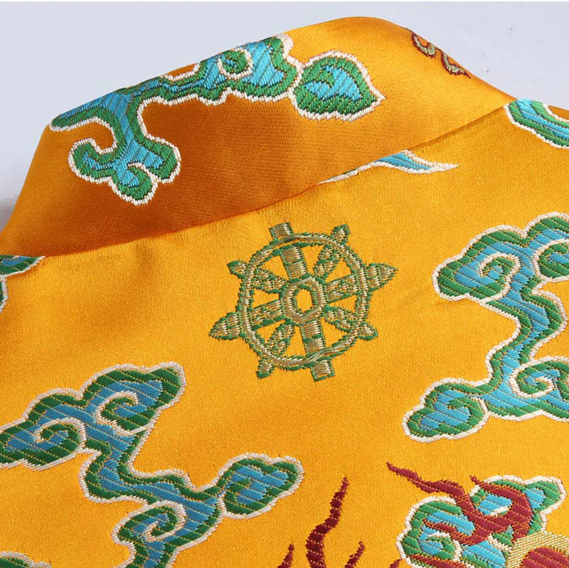 Buddha Stones Capodanno cinese Drago Ricamo Nuvole di buon auspicio Rana-bottoni Tang Suit Giacca Camicia da uomo - Image 12