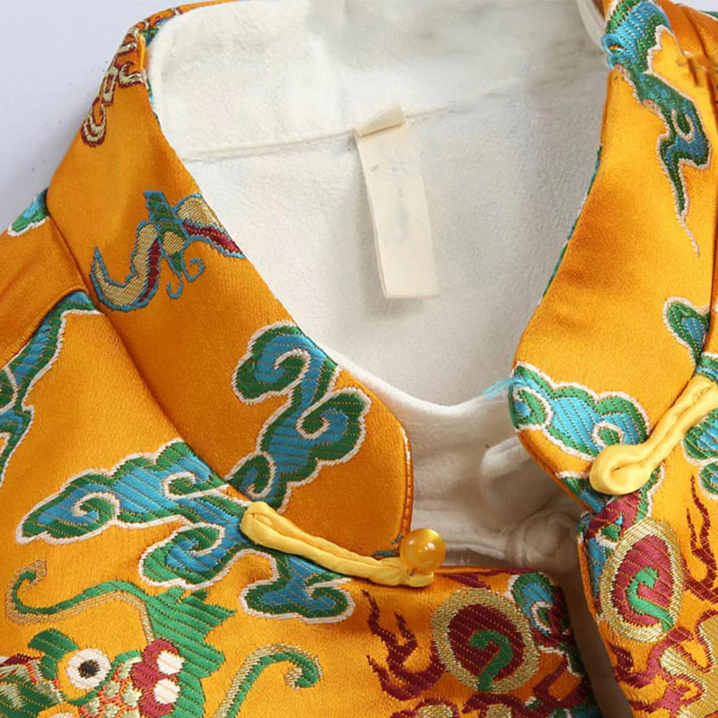 Buddha Stones Capodanno cinese Drago Ricamo Nuvole di buon auspicio Rana-bottoni Tang Suit Giacca Camicia da uomo - Image 5