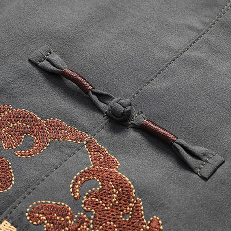 Buddha Stones Capodanno cinese ricamato Fu Tang Suit Hanfu manica lunga Top Pantaloni Abbigliamento Uomo Set - Image 8