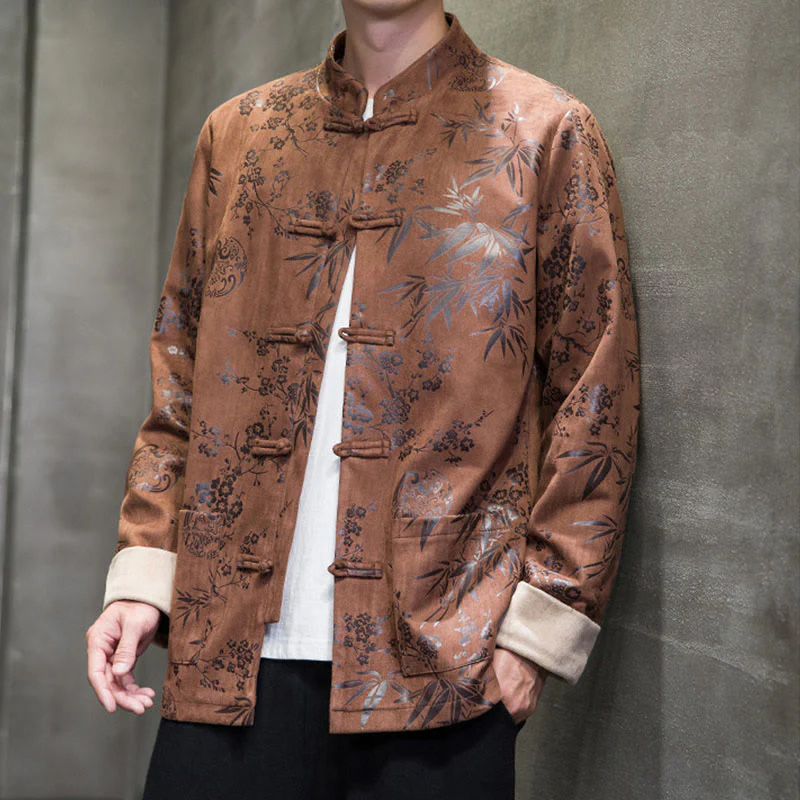 Buddha Stones Capodanno cinese vestiti fiori bambù tinta unita polsino rana-bottoni Tang Suit cotone giacca camicia da uomo con tasche - Image 20
