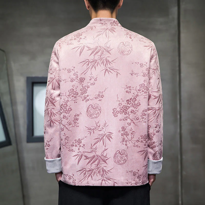 Buddha Stones Capodanno cinese vestiti fiori bambù tinta unita polsino rana-bottoni Tang Suit cotone giacca camicia da uomo con tasche - Image 38