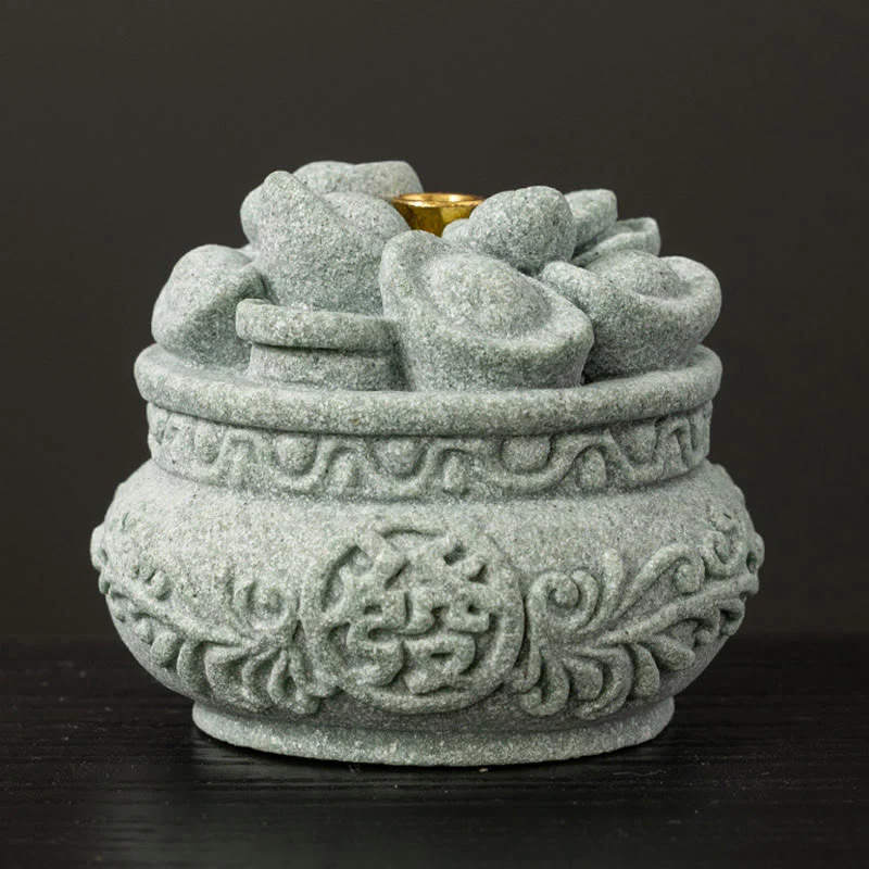 Buddha Stones Carattere cinese Fu Lingotti Bruciatore di incenso curativo Decorazione da scrivania - Image 11