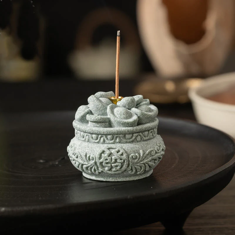 Buddha Stones Carattere cinese Fu Lingotti Bruciatore di incenso curativo Decorazione da scrivania - Image 14