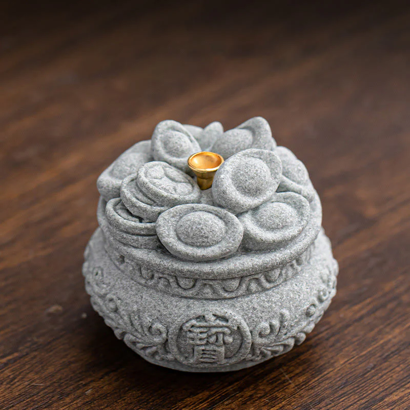 Buddha Stones Carattere cinese Fu Lingotti Bruciatore di incenso curativo Decorazione da scrivania - Image 15