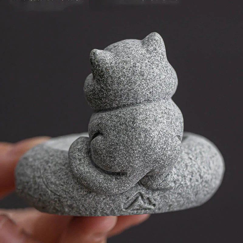 Buddha Stones Carino Gatto Pigro in Piedi Bruciatore di Incenso Guarigione Decorazione da Scrivania - Image 11
