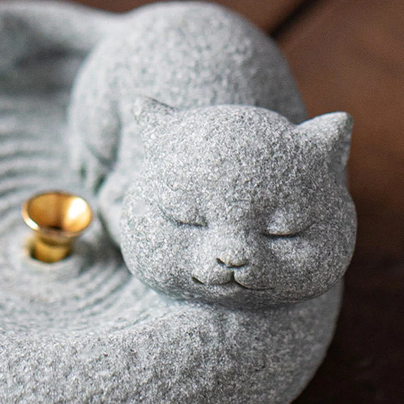Buddha Stones Carino Gatto Pigro in Piedi Bruciatore di Incenso Guarigione Decorazione da Scrivania - Image 27