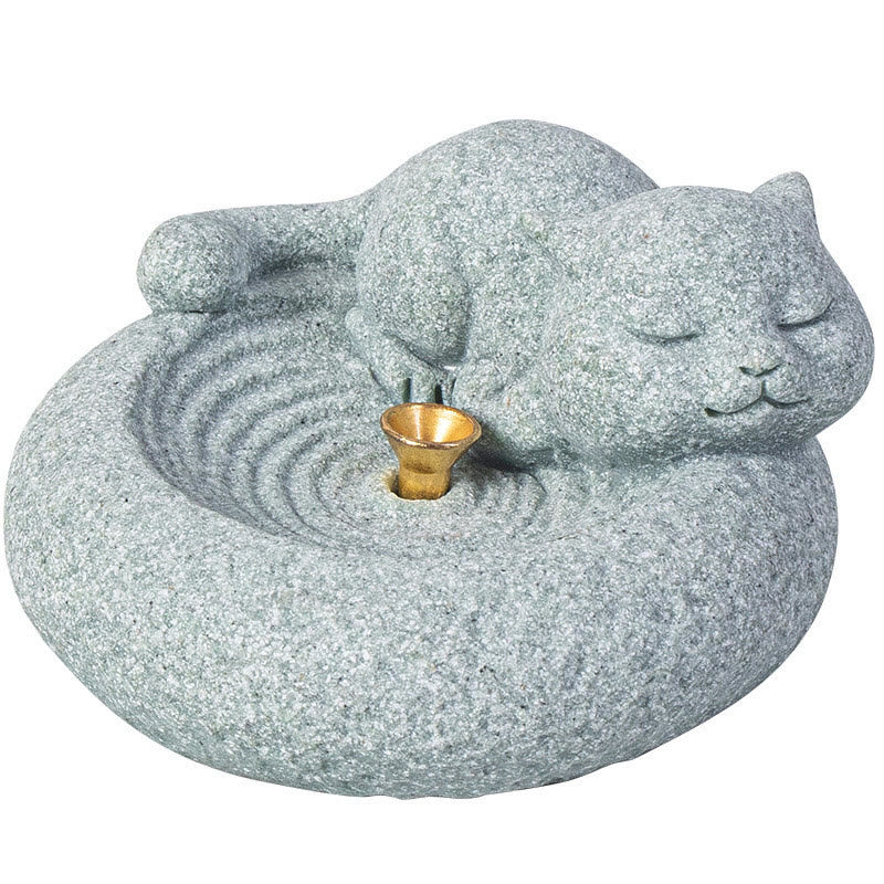Buddha Stones Carino Gatto Pigro in Piedi Bruciatore di Incenso Guarigione Decorazione da Scrivania - Image 28