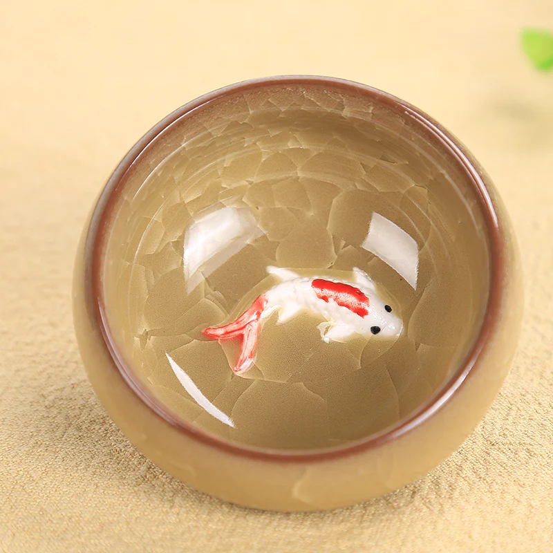 Buddha Stones Carino Koi Fish Tazza da tè in ceramica Kung Fu Tazza da tè Ciotola 45ml - Image 4