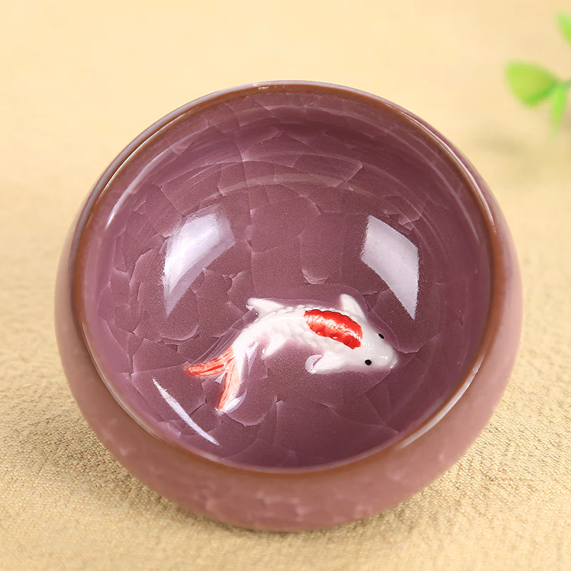 Buddha Stones Carino Koi Fish Tazza da tè in ceramica Kung Fu Tazza da tè Ciotola 45ml - Image 6
