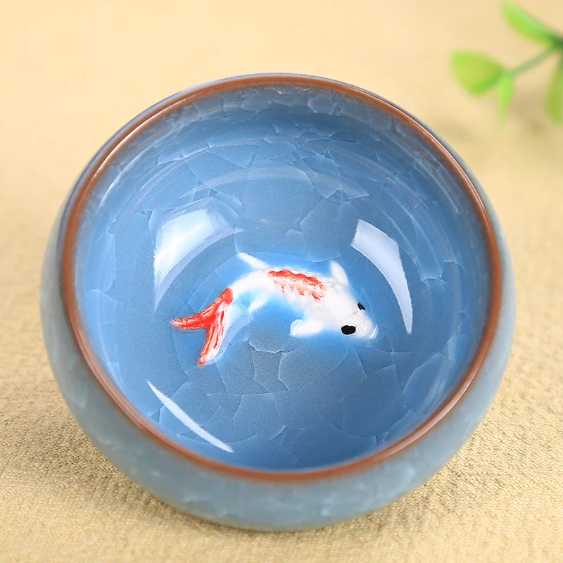 Buddha Stones Carino Koi Fish Tazza da tè in ceramica Kung Fu Tazza da tè Ciotola 45ml - Image 7