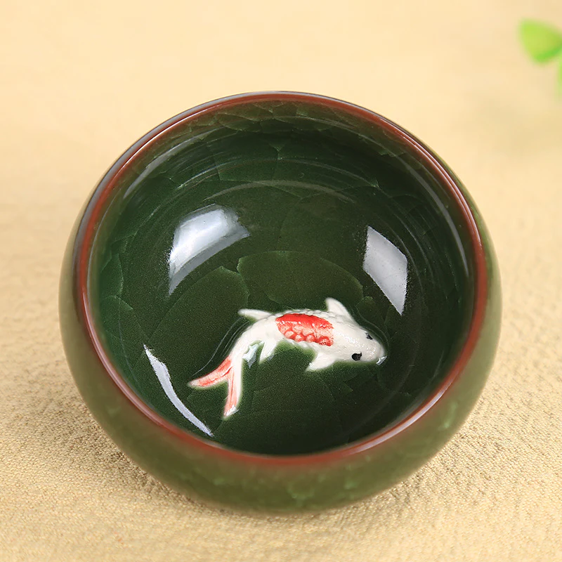 Buddha Stones Carino Koi Fish Tazza da tè in ceramica Kung Fu Tazza da tè Ciotola 45ml - Image 9