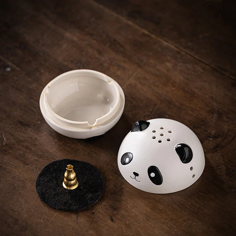 Buddha Stones Carino Panda Guarigione Ceramica Bruciatore di Incenso Decorazione da Scrivania - Image 15