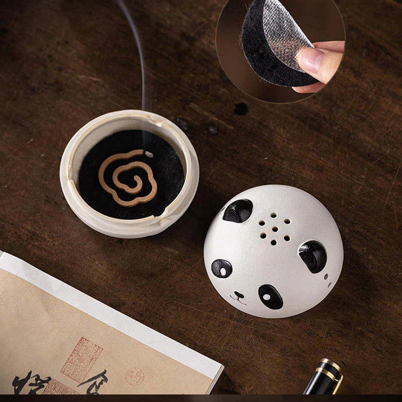 Buddha Stones Carino Panda Guarigione Ceramica Bruciatore di Incenso Decorazione da Scrivania - Image 17