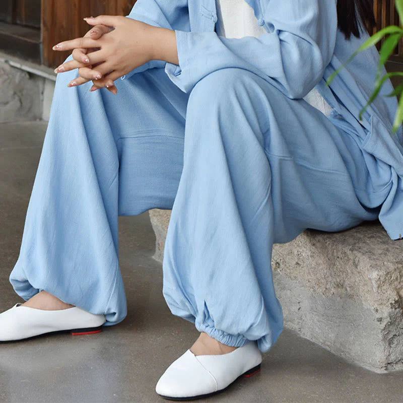 Buddha Stones Casual Plain Loose con tasche - Image 6